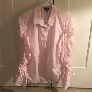 Baby pink with white pin stripes dress shirt